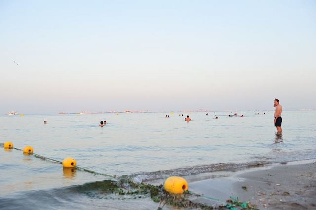 Jellyfish nets laid in Mar Menor ready for summer.