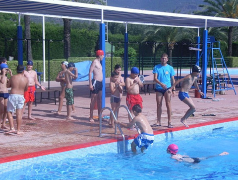 Totana open air municipal pools open for the summer.