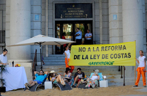 Greenpeace protest against  new Ley de Costas legislation