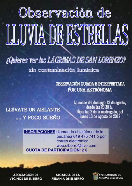 12th August, Night of the Perseides, starwatching in El Berro, Sierra Espuña
