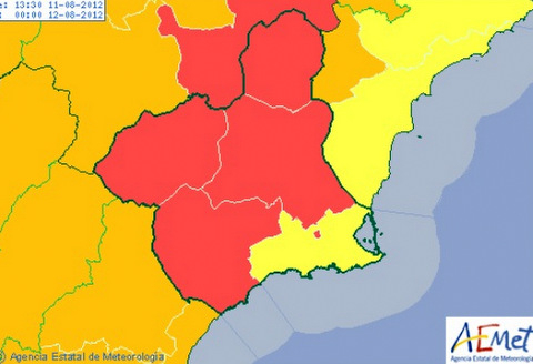 Parts of Murcia reached 44 degrees yesterday