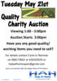 21st May POSTPONED Quality Charity Auction for HAH